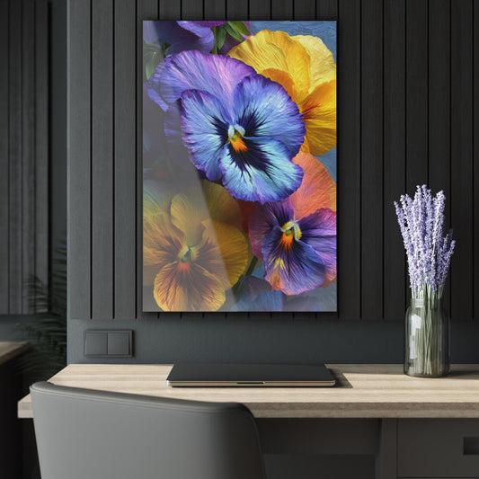 ColorFlow | Artistic Pansy Bloom Metal Wall Art | Bold Purple Yellow Floral Decor | Modern Botanical Wall Statement