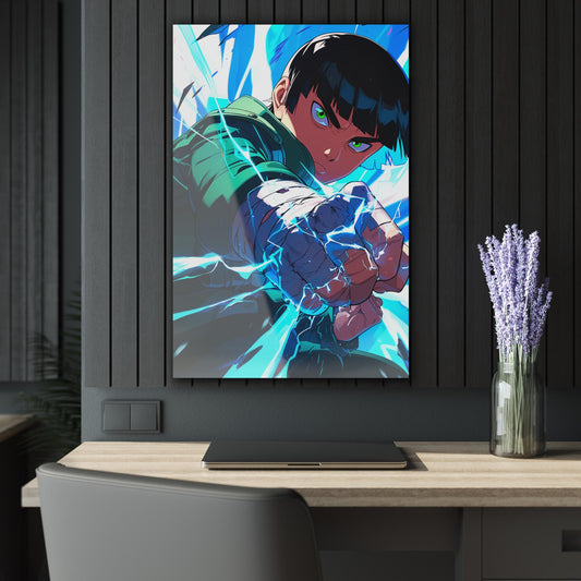 ColorFlow | Thunder Fist Martial Artist Anime Metal Wall Art | Electric Combat Manga Decor
