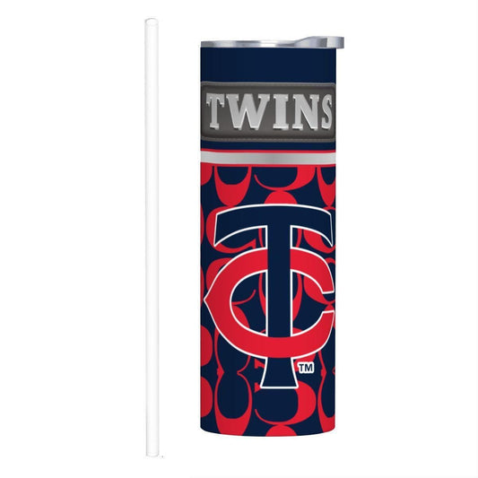 ColorFlow | Minnesota Twins Inspired Fashion 20oz Skinny Stainless Steel Tumbler With Straw Modern Baseball Fan Gift