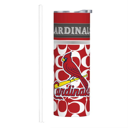 ColorFlow | St Louis Cardinals Inspired Fashion 20oz Skinny Stainless Steel Tumbler With Straw Premium Fan Drinkware