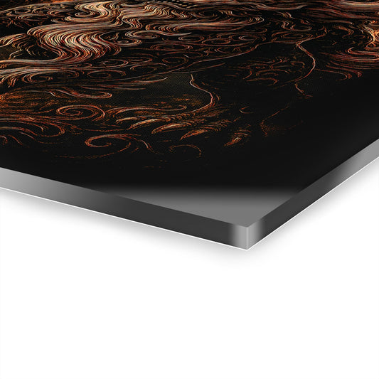 ColorFlow | Golden Flame Guardian Beast Metal Sign Mythical Asian Lion Wall Art Bold Fantasy Decor