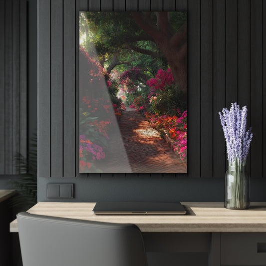 ColorFlow | Enchanted Garden Path Metal Wall Art | Lush Floral Walkway Decor | Vibrant Botanical Outdoor Wall Accent