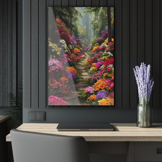ColorFlow | Vibrant Forest Flower Path Metal Wall Art | Colorful Garden Trail Decor | Enchanted Nature Wall Statement