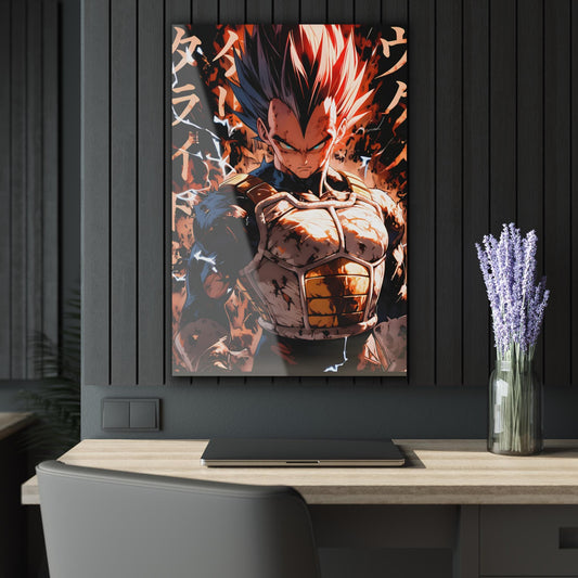 ColorFlow | Infernal Pride Saiyan Prince Anime Metal Wall Art | Lightning Fury Manga Artwork