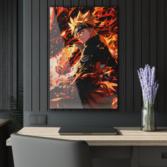 ColorFlow | Inferno Ninja Warrior Anime Metal Wall Art | Blazing Fox Fire Manga Inspired Decor
