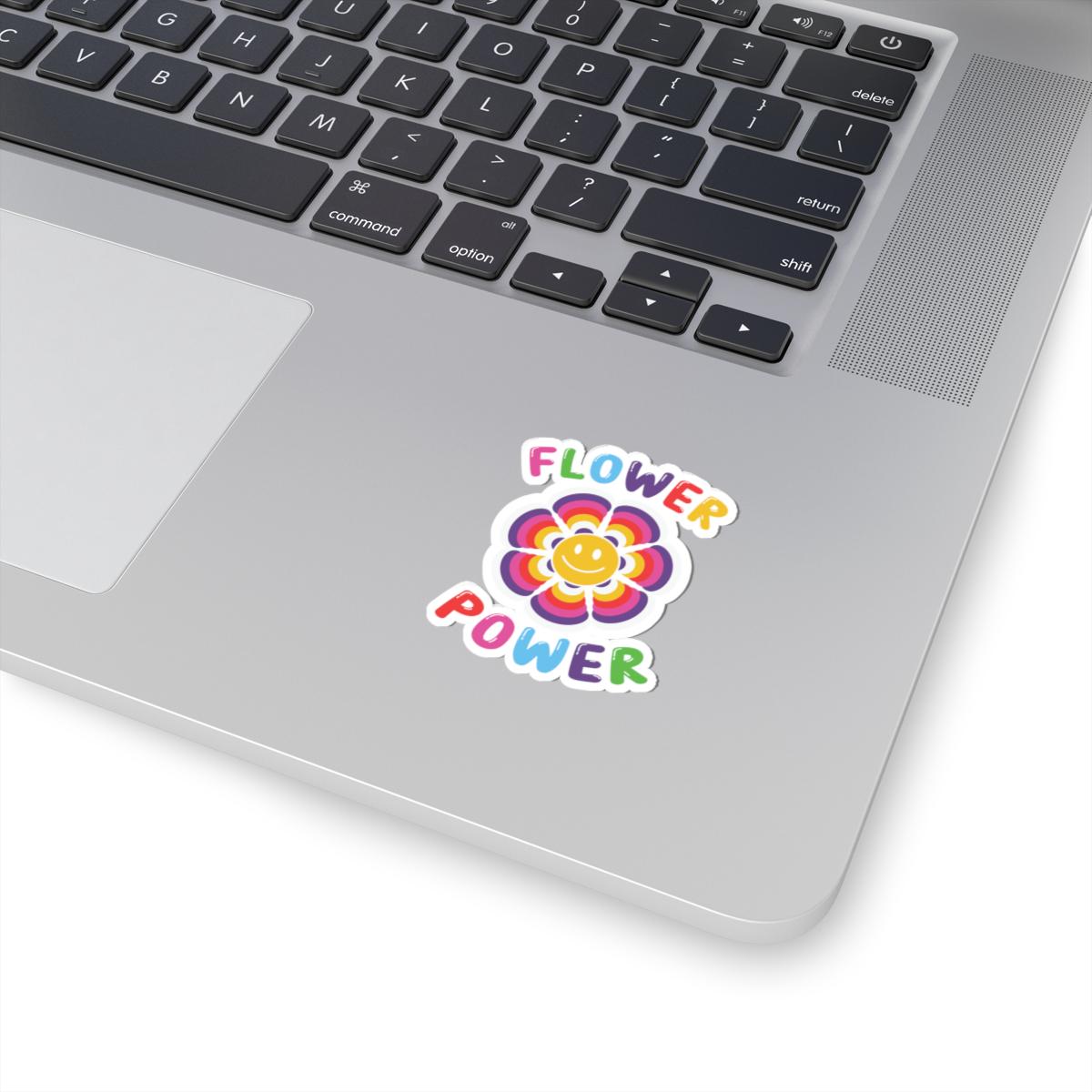 Flower Power Sticker | Groovy Rainbow Smile Face Decal (Waterproof Vinyl)