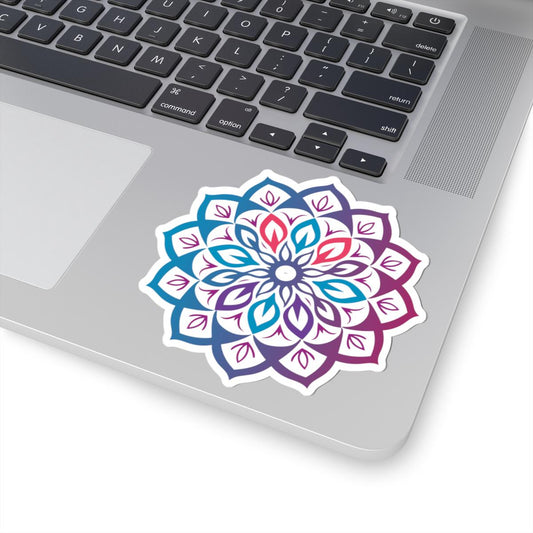 ColorFlow Boho Mandala Sticker | Rainbow Gradient Sacred Geometry Vinyl Decal (Journals, Laptops)