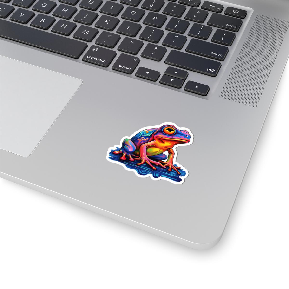 Vibrant Electric Frog Vinyl Sticker | Waterproof Art Decal for Laptops, Bottles