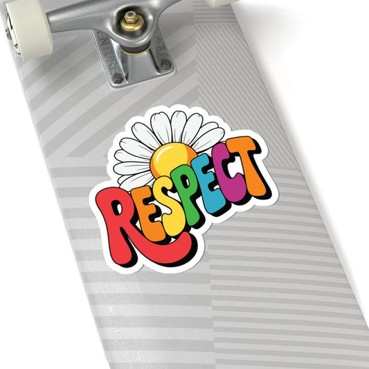 Respect Rainbow Flower Sticker | LGBTQ Daisy Vinyl Decal (Glossy)