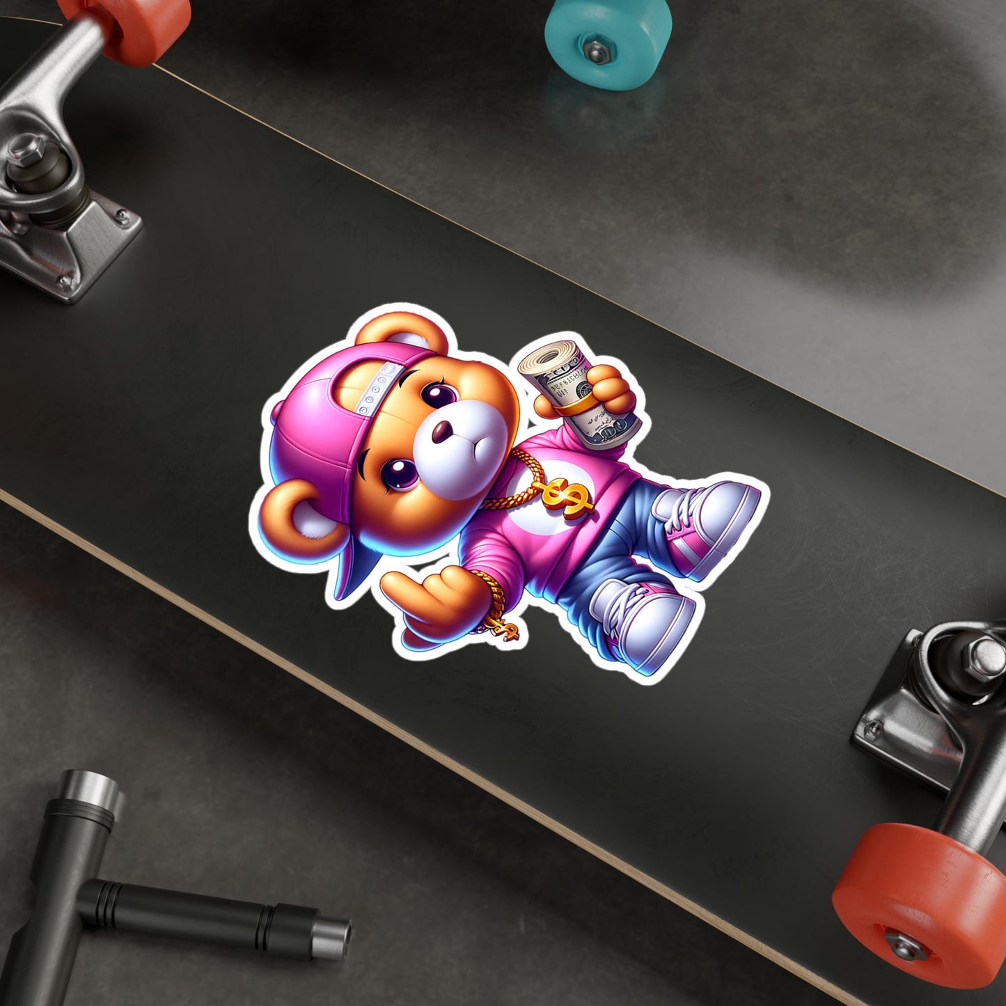 ColorFlow | Savage Pink Teddy Vinyl Sticker | Urban Bear Waterproof Art Decal | Glossy Matte Holographic | 6 Sizes