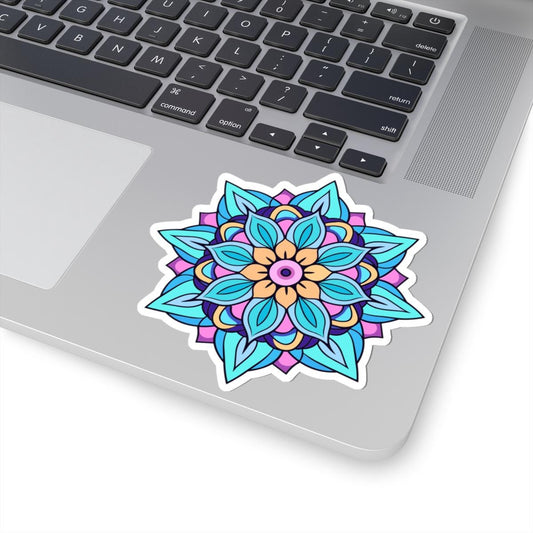 Tranquil Petals Blue Mandala Sticker | Boho Zen Vinyl Decal, Calm Energy Art