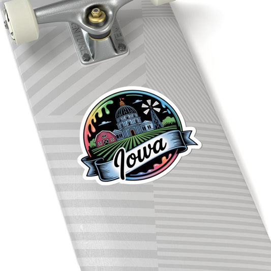 ColorFlow | Iowa Capitol Barn Farmland Vinyl Sticker | Heartland Prairie Scenic Travel Art Decal
