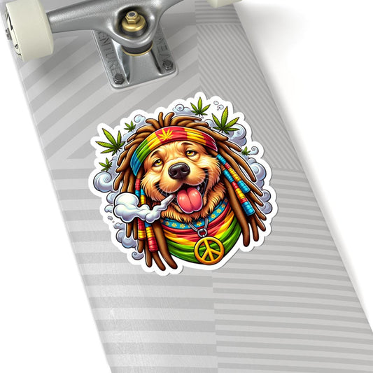 Rasta Golden Retriever Sticker | Waterproof Glossy Vinyl Decal (Kiss Cut)