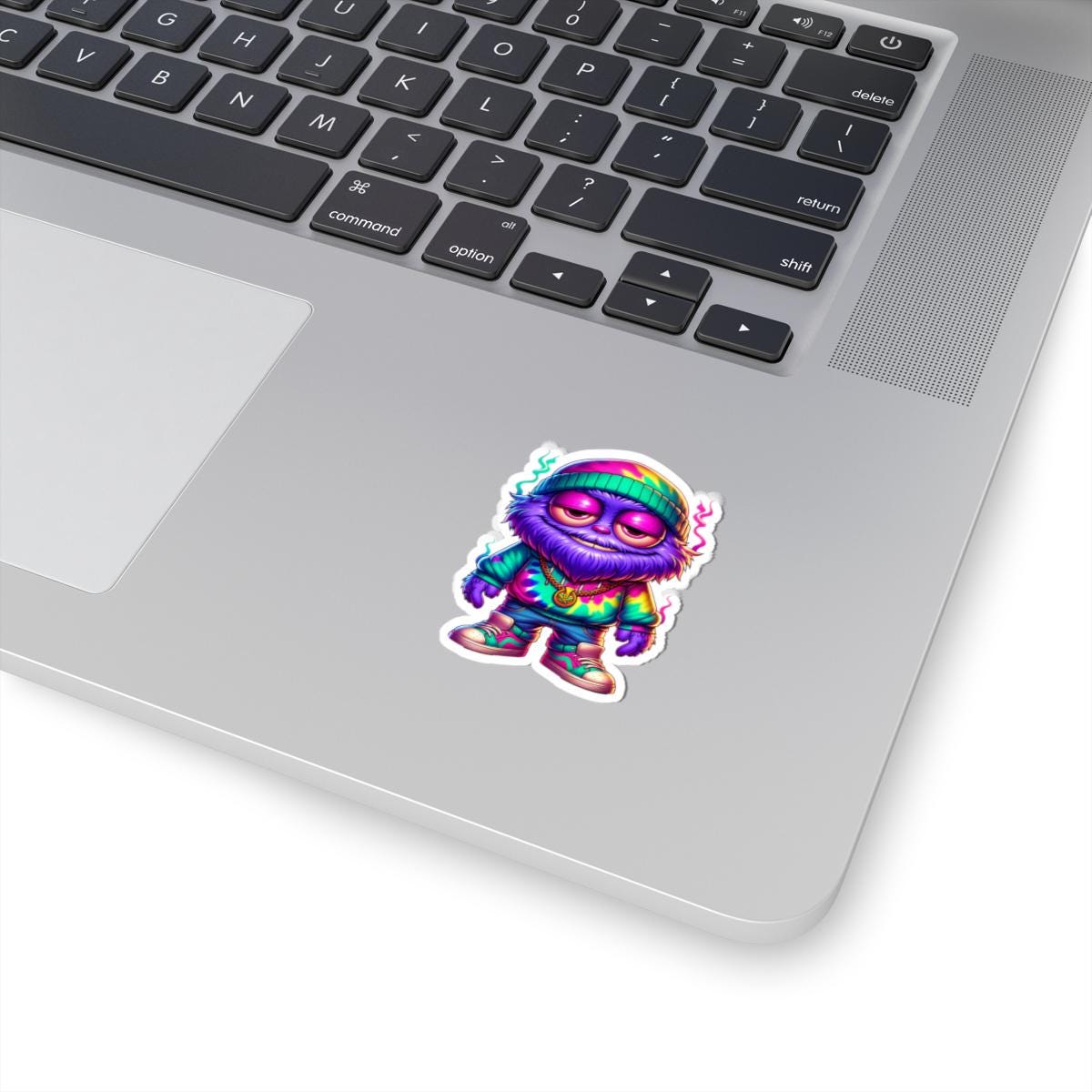 ColorFlow | Tie Dye Hoodie Furry Monster Sticker | Waterproof Vinyl Decal For Chill Vibes Retro Streetwear Art Lovers