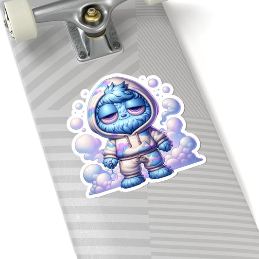 Blue Cloud Monster Hoodie Sticker | Pastel Character Art, Laptop Decal