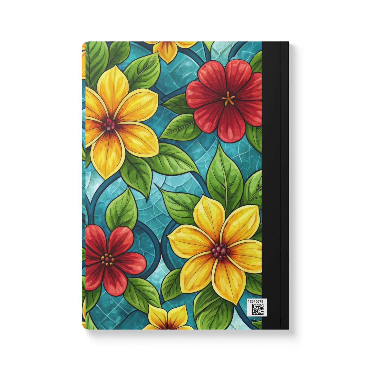 Aqua Blossom Garden Composition Notebook | Stained Glass Floral Journal for School
