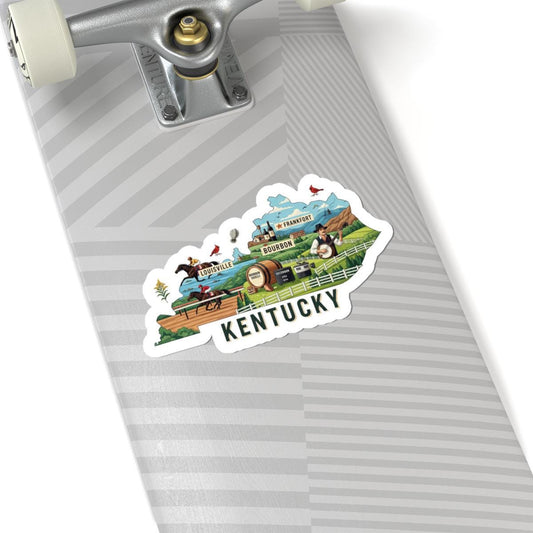 Kentucky State Vinyl Sticker | Horse Racing, Bourbon Art Decal (Waterproof)