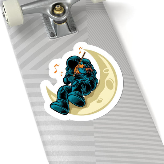 Astronaut Violinist Moon Sticker | Space Musician Vinyl Decal, Waterproof Art