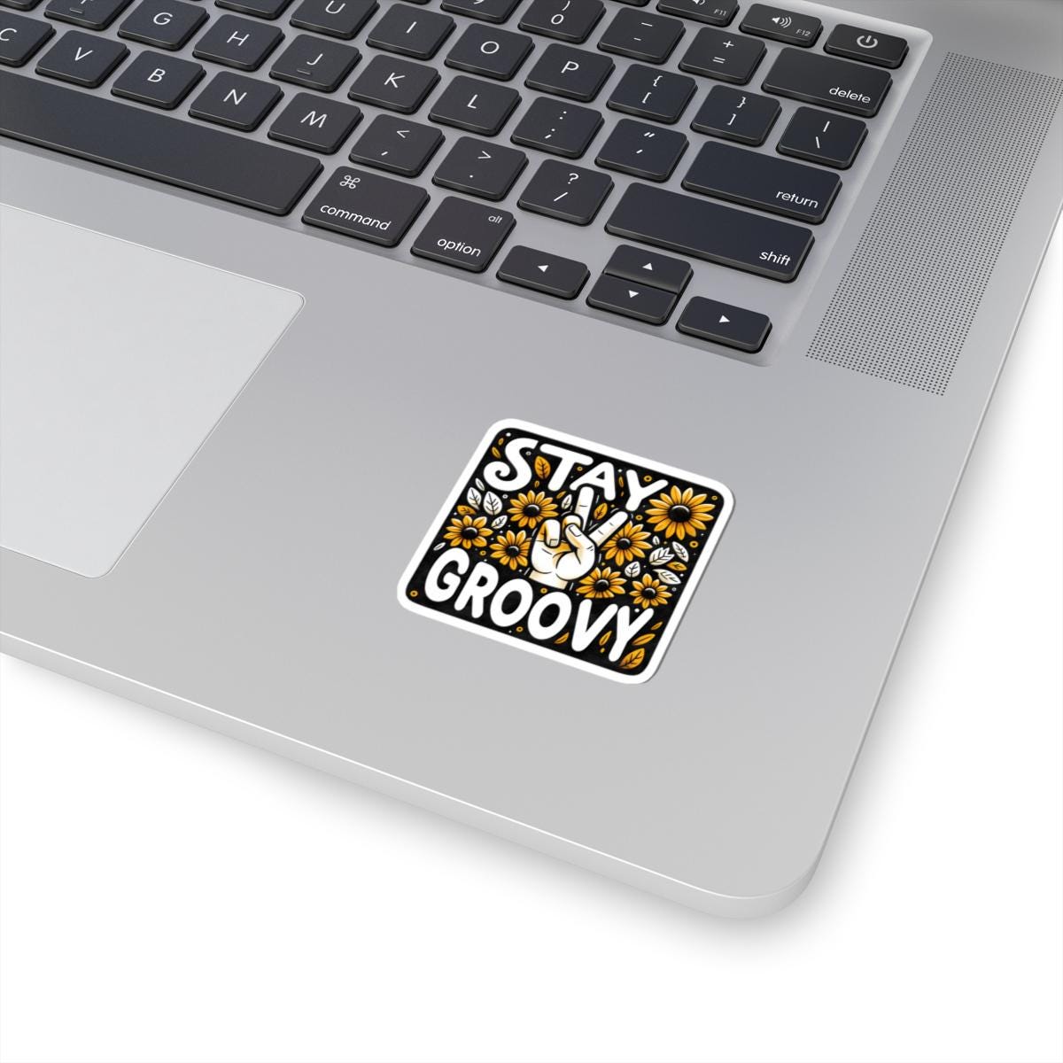Stay Groovy Peace Sign Sticker | Retro Sunflower Boho Vinyl Decal