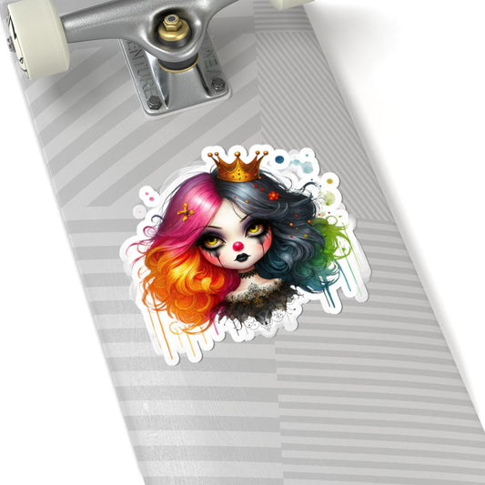 Split Hair Clowncore Sticker | Sad Clown Goth Art Vinyl Decal