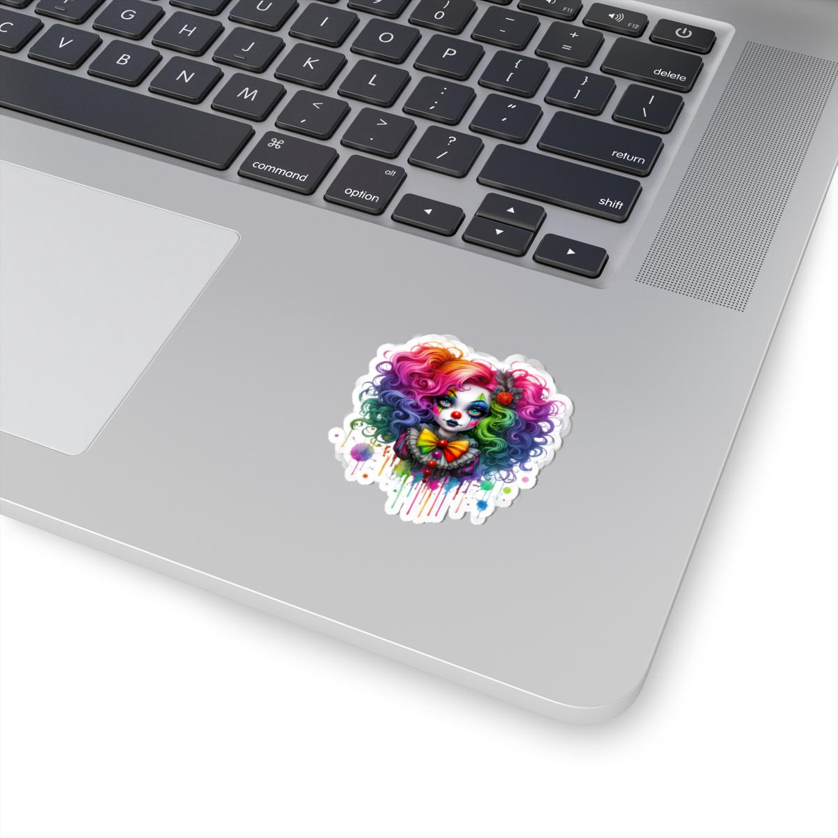 Rainbow Clown Girl Sticker | Creepy Circus Vinyl Decal (Waterproof)
