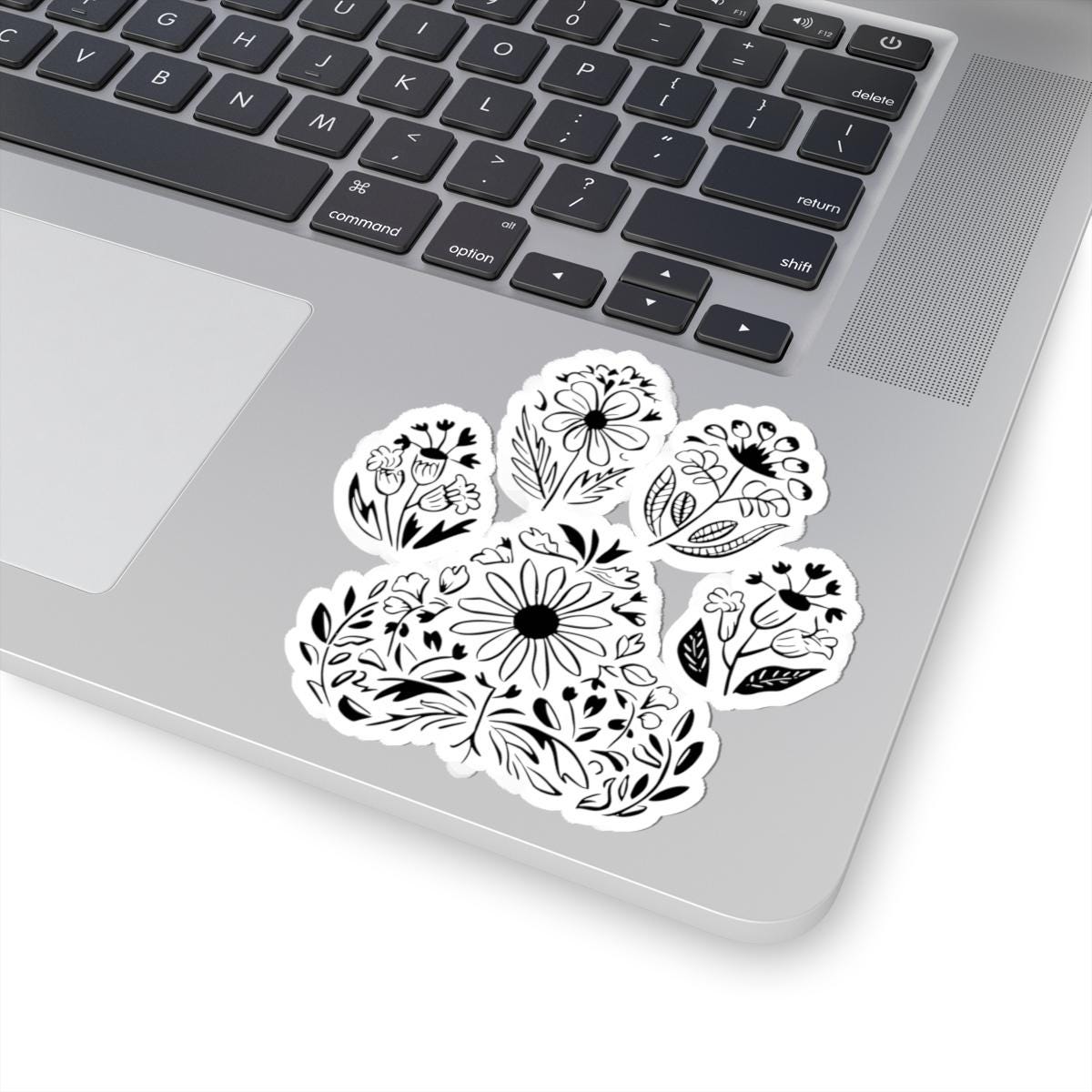 Floral Paw Print Sticker | Boho Botanical Pet Decal, Waterproof Vinyl (Kiss Cut)