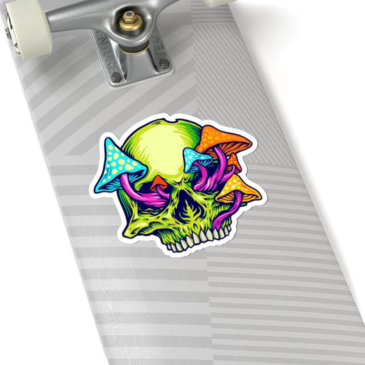ColorFlow | Trippy Mushroom Skull Vinyl Sticker for Water Bottles Laptops Cars | Psychedelic Art Waterproof Decal