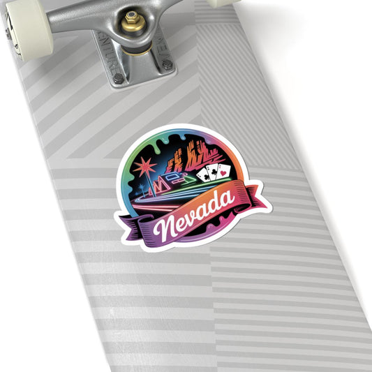 ColorFlow | Nevada Desert Neon Skyline Vinyl Sticker | Silver State Retro Travel Art Decal