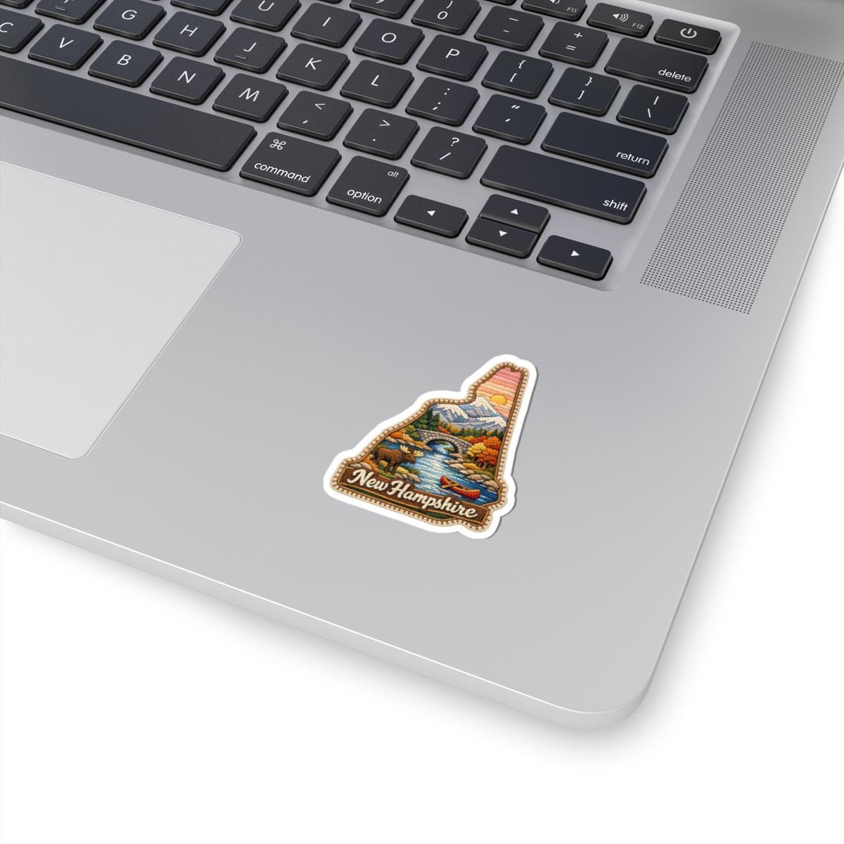 New Hampshire Mountain Passage Vinyl Sticker | Moose, Bridge, Autumn Landscape Art