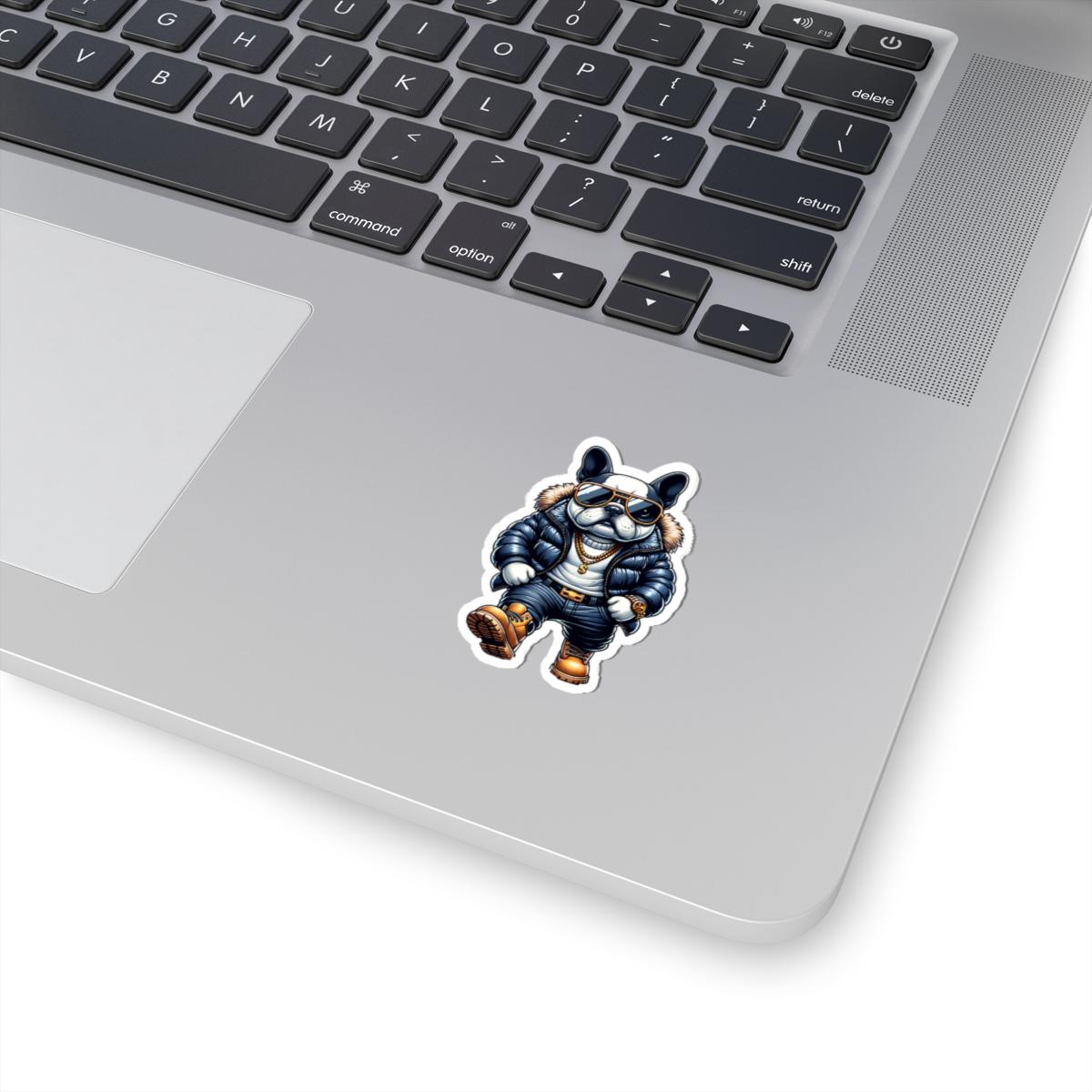 ColorFlow French Bulldog Sticker | Streetwear Dog Art with Sunglasses, Chains, Jacket