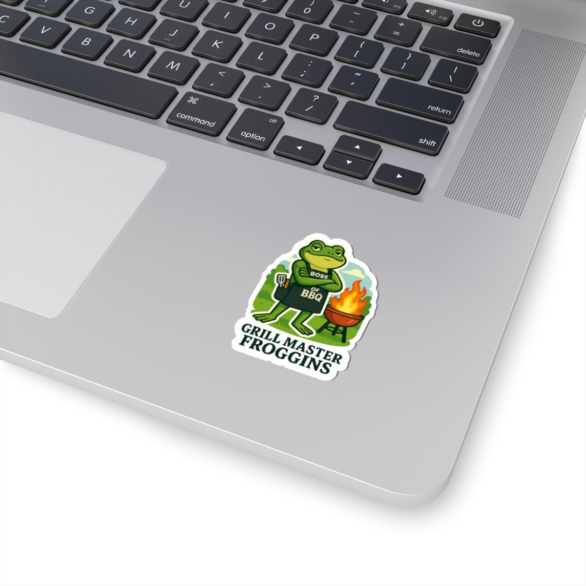 ColorFlow | Grill Master Froggins Funny Frog BBQ Sticker | Waterproof Grill Boss Vinyl Decal for Outdoor Party Lovers