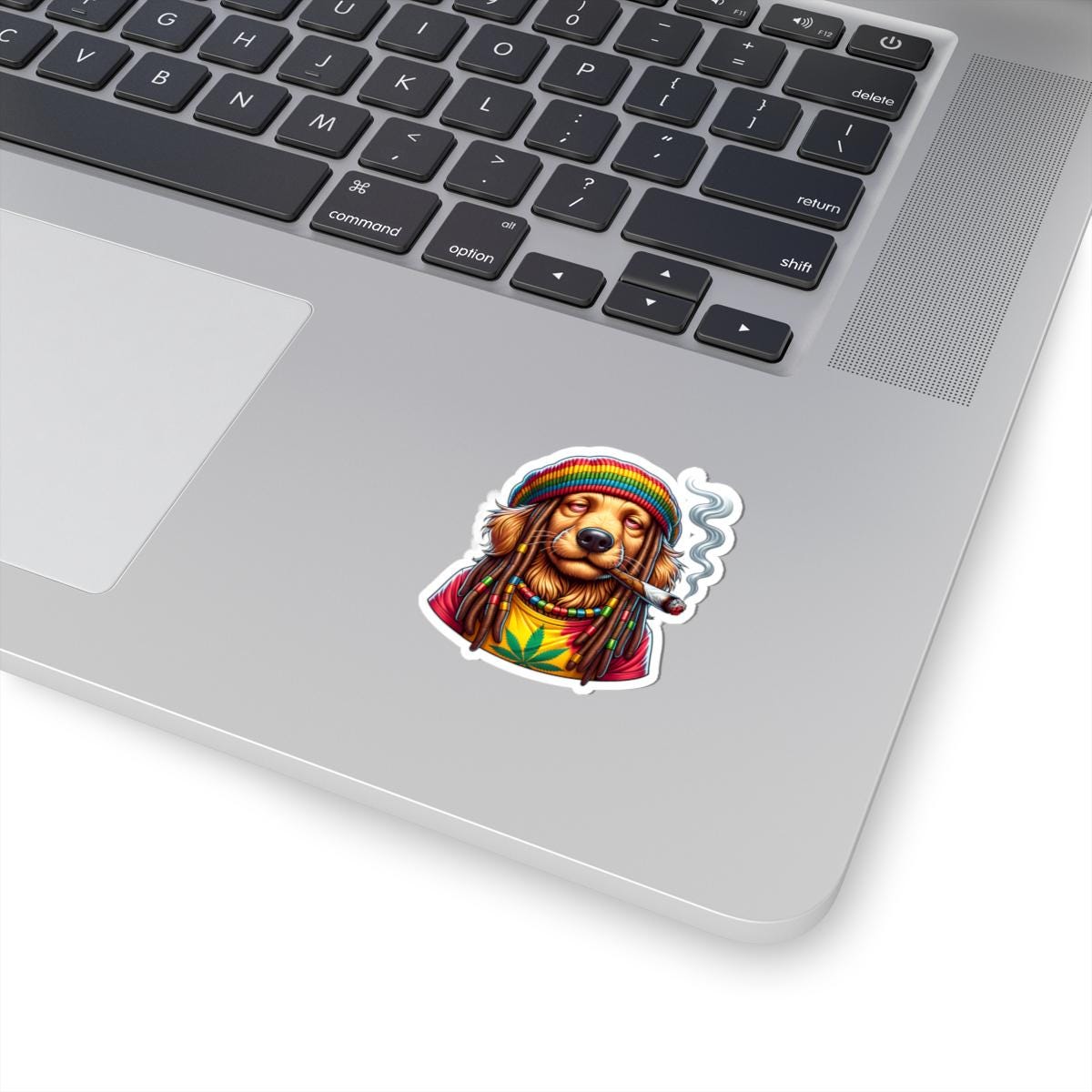 ColorFlow | Rasta Golden Retriever Weed Dog Glossy Vinyl Sticker | Kiss Cut or Die Cut | Waterproof Cannabis Reggae Decal for Cars Laptops