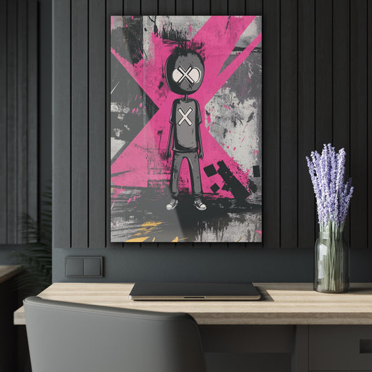 ColorFlow | X Eyes Hoodie Character Metal Art Print | Graffiti Style Artwork | Urban Wall Decor | Pop Street Decor | Modern Decor