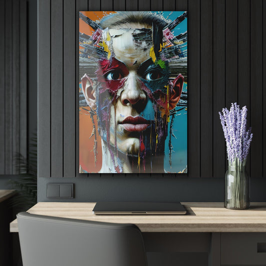 ColorFlow | Abstract Painted Face Metal Art Print | Surreal Portrait Artwork | Modern Expression Decor | Colorful Art | Contemporary Decor