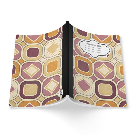 Retro Mod Composition Notebook | Vintage Geometric College Ruled Journal