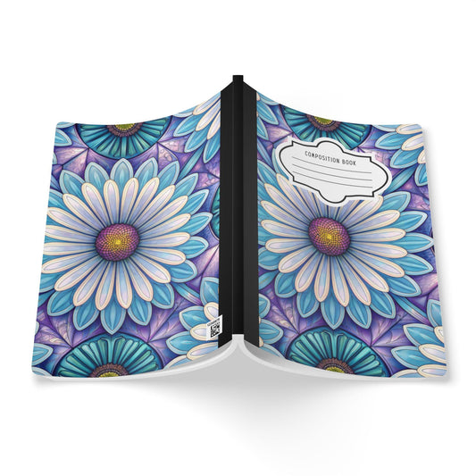 Blue Daisy Bloom Composition Notebook | Watercolor Floral Journal for School, Writing