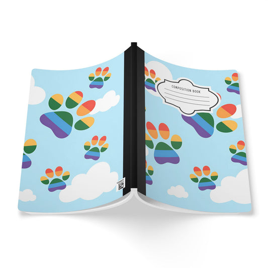 Rainbow Cloud Paw Print Composition Notebook | Animal Lover Journal, School, Office, Writing