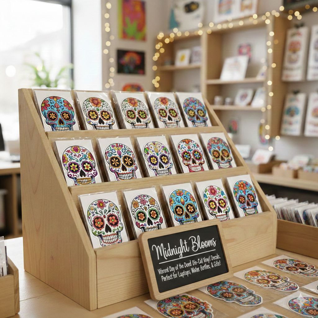 Midnight Bloom Sugar Skull Stickers