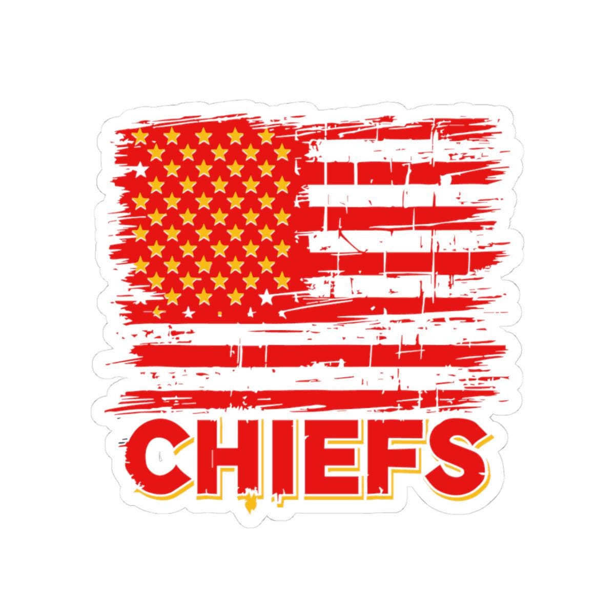 Chiefs Distressed American Flag Sticker: Waterproof Vinyl Decal