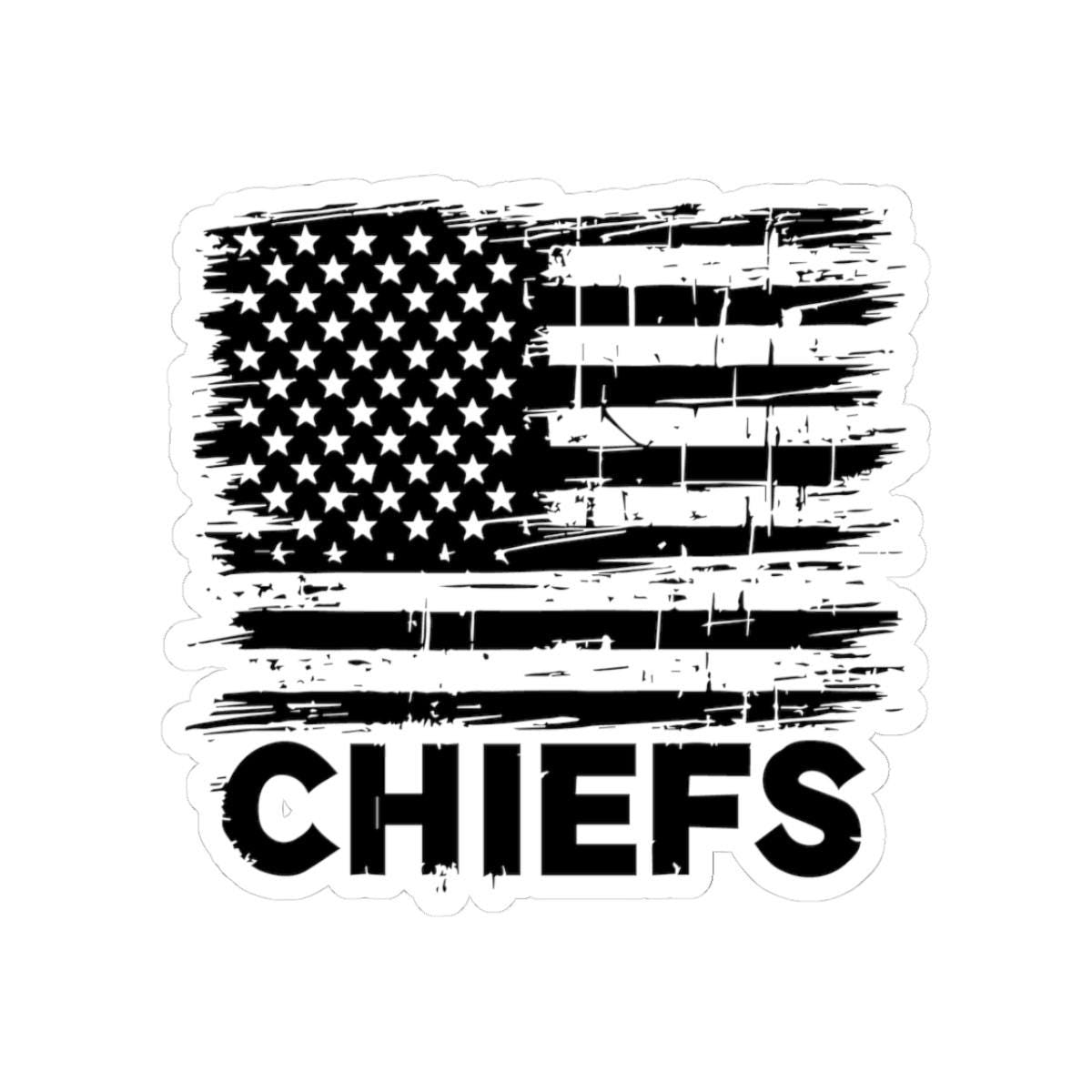 Chiefs Black Distressed Flag Sticker: Waterproof Vinyl Decal