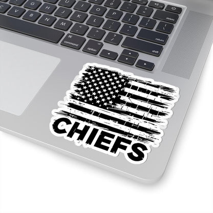 Chiefs Black Distressed Flag Sticker: Waterproof Vinyl Decal