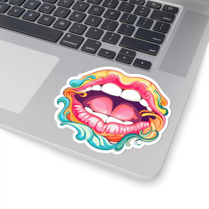 ColorFlow | Screaming Lips Sticker | Trippy Pop Art Kiss Cut Decal | Psychedelic Mouth Vinyl