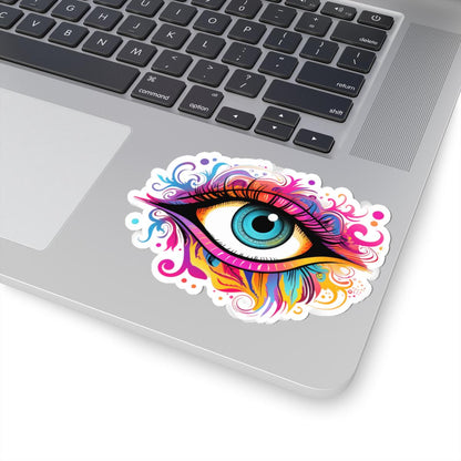 ColorFlow Psychedelic Eye Sticker | Vibrant Visionary Eyeball Decal | Trippy Spiritual Vinyl Art