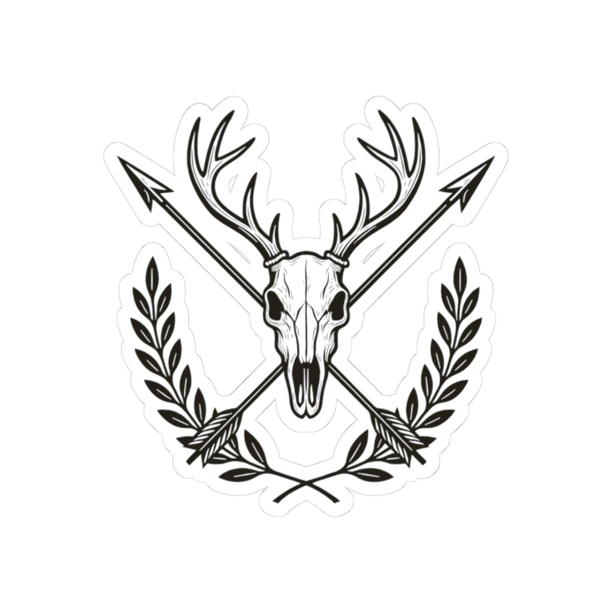 Deer Skull Sticker | Antlers, Arrows & Laurel | Western Gothic Vinyl Decal