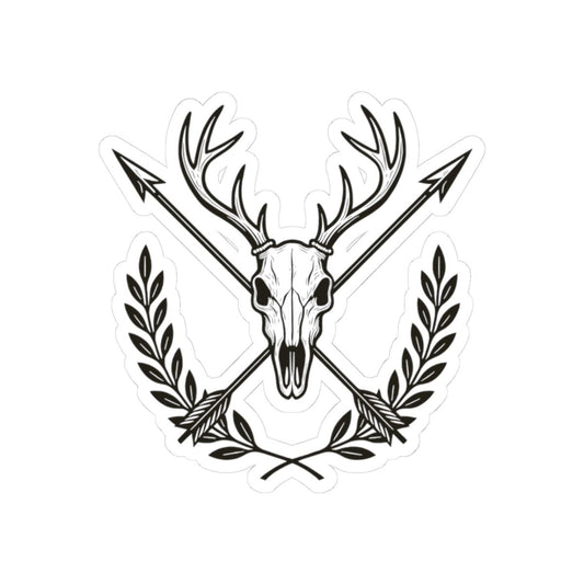 Deer Skull Sticker | Antlers, Arrows & Laurel | Western Gothic Vinyl Decal