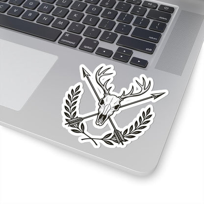 Deer Skull Sticker | Antlers, Arrows & Laurel | Western Gothic Vinyl Decal