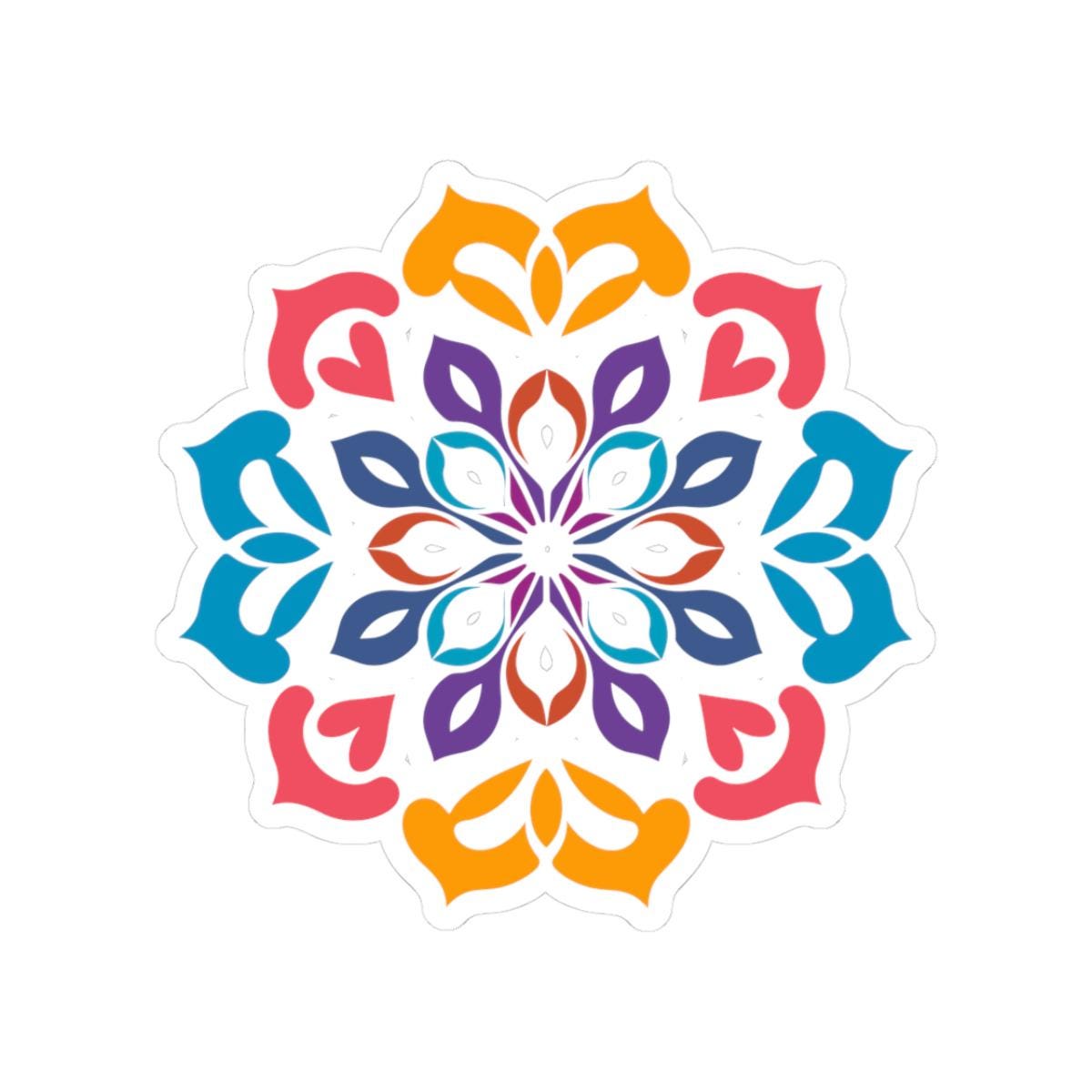 Colorful Mandala Sticker: Geometric Vinyl Decal for Laptops, Journals