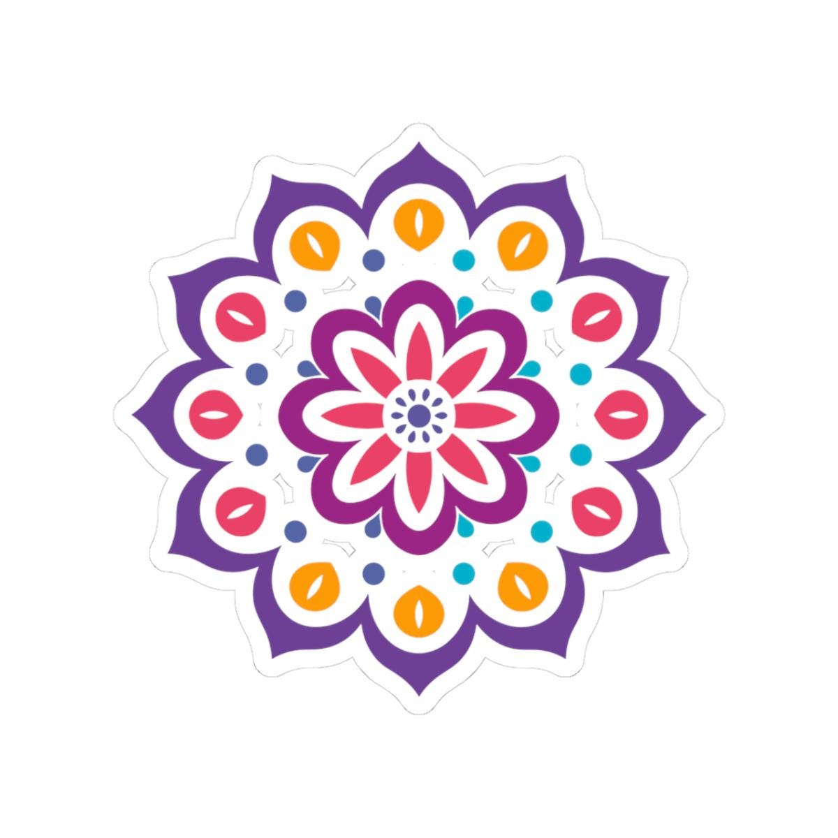 Floral Mandala Sticker: Vibrant Boho Vinyl Decal for Laptop, Journal