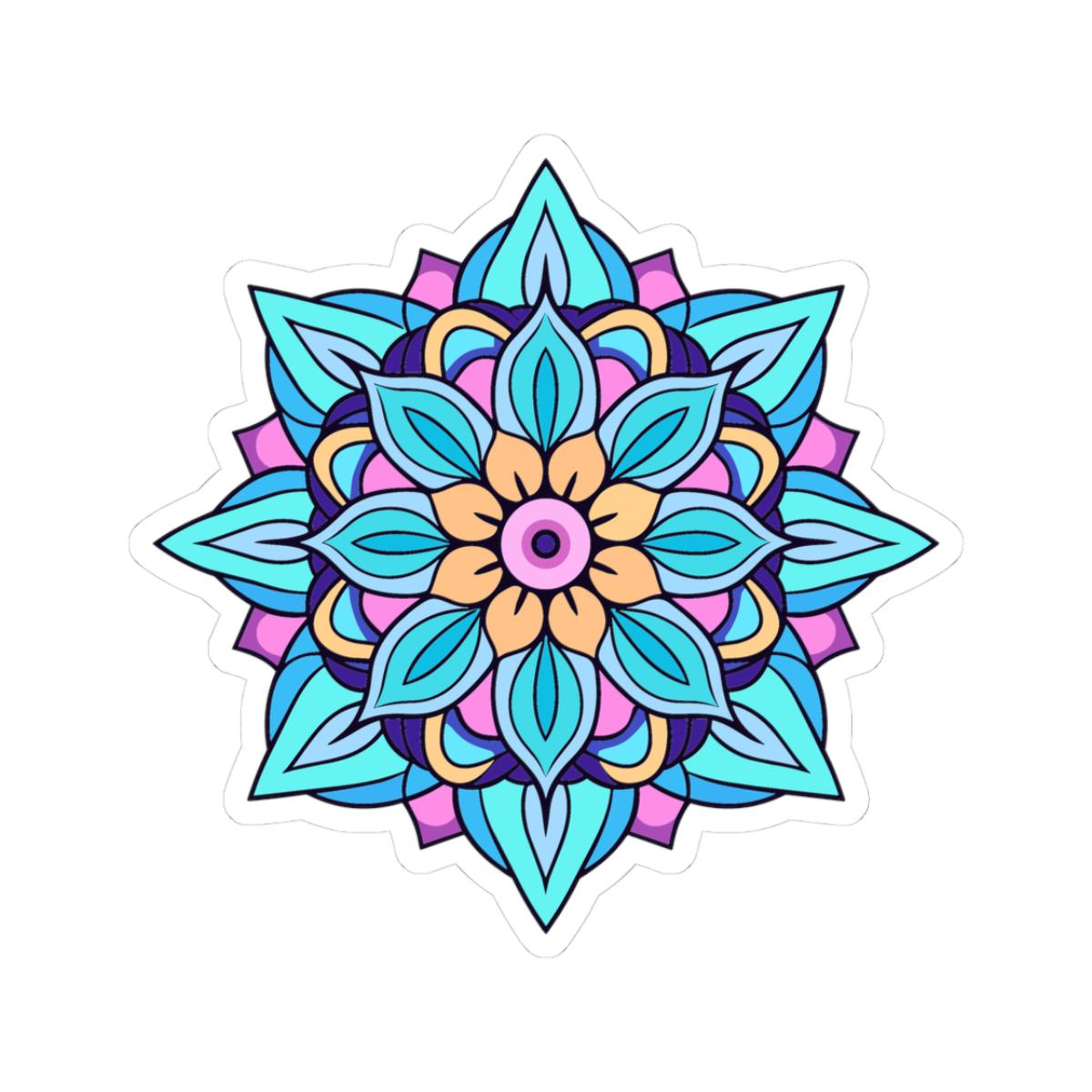 Blue Mandala Sticker: Tranquil Petals, Boho Zen Vinyl Decal