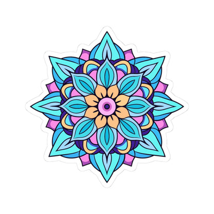 Blue Mandala Sticker: Tranquil Petals, Boho Zen Vinyl Decal